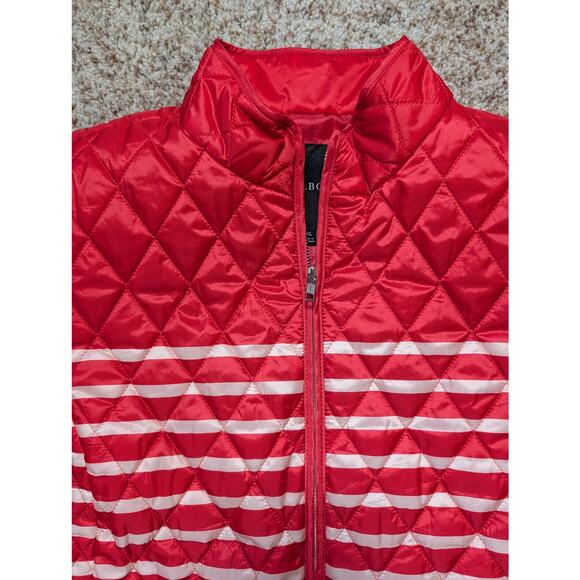 TALBOTS puffer Vest, size XL, Red/Coral & white stripe, classic styling - Picture 7 of 7